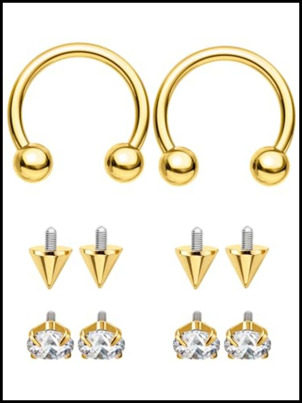 OUFER Horseshoe Nose Rings 16G/18G Surgical Steel Septum Piercing Jewelry 2PCS